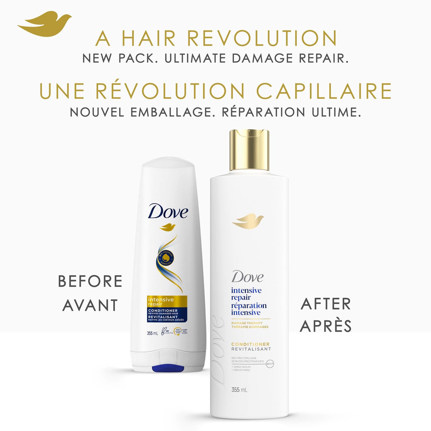 Dove Intensive Repair Shampoo & Conditioner for Damaged Hair, with Liquid Bio-Protein Care technology, 355ml (2 Shampoo + 2 Conditioner) - Available at All In One Marketplace Canada