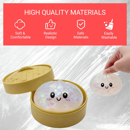 Aglacynorath Glitter Dumpling Squishy, Giant Glitter Dumpling Box, Colorful Stretchy Decompression Sensory Toy, Soft Squeeze Decompression Dough (Glitter White) - Available at All In One Marketplace Canada