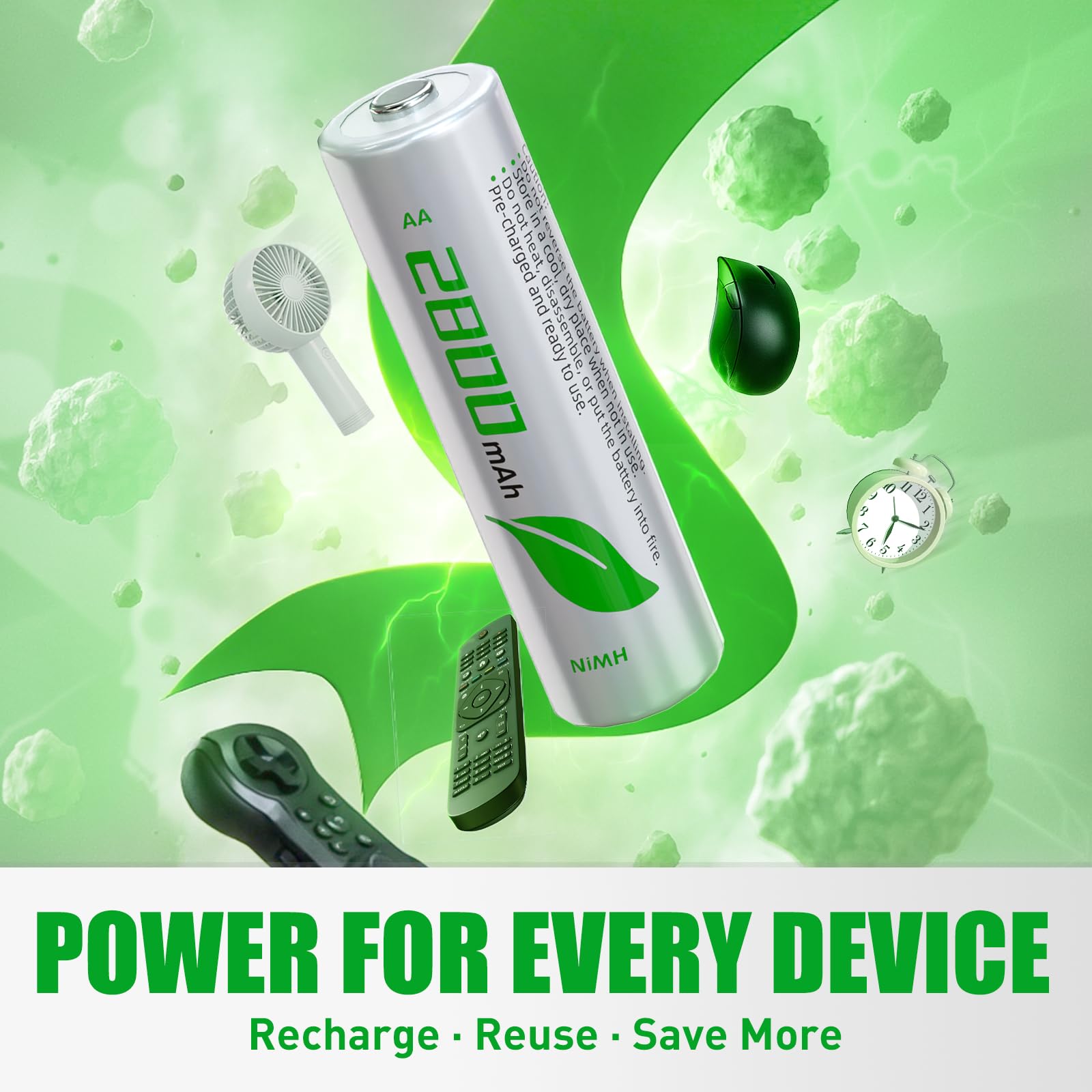WENJOOP Rechargeable AA Batteries 16 Pack, 2800mAh Ni-MH, Up to 1200 Cycles, for Controllers, Cameras and Toys - Available at All In One Marketplace Canada