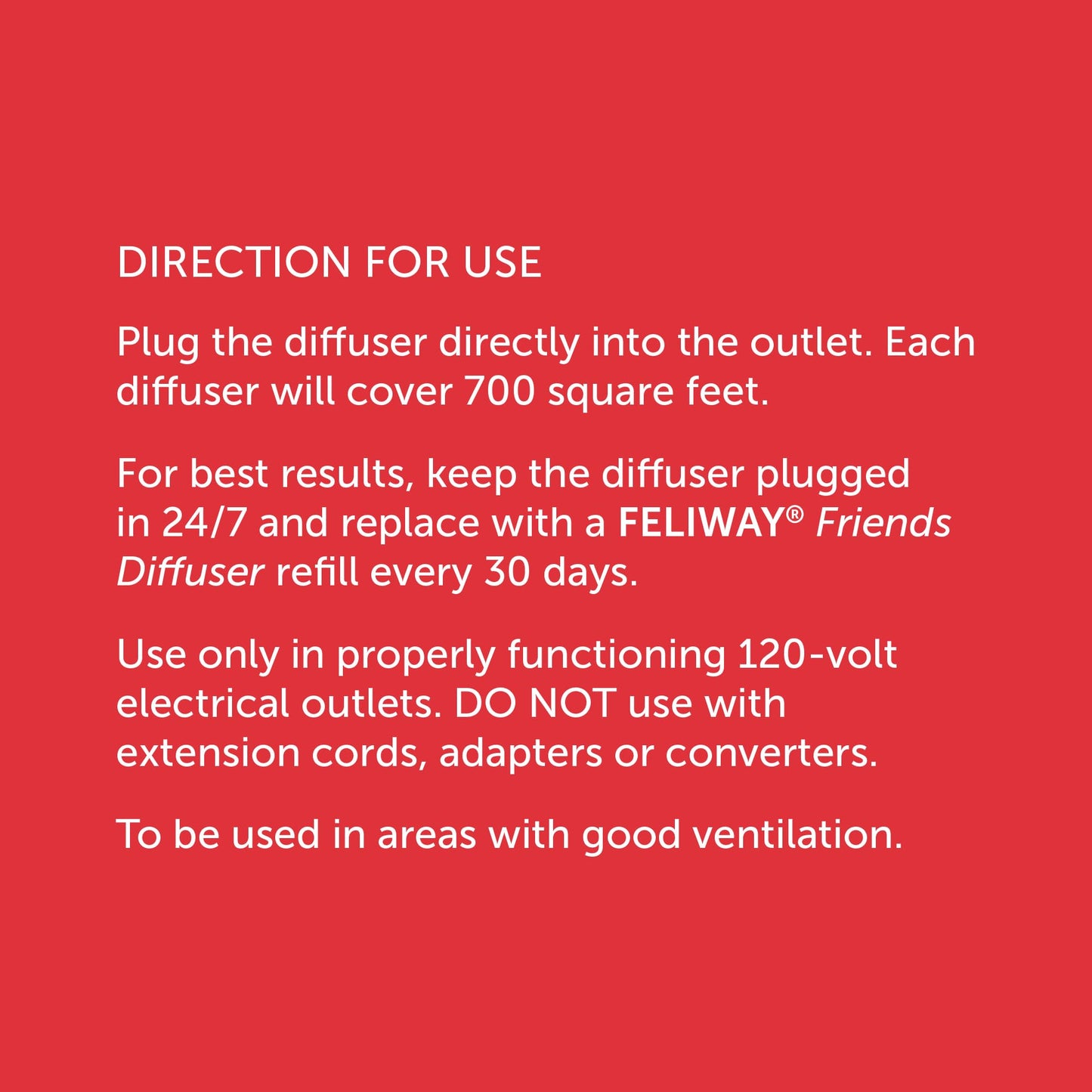 FELIWAY Friends Diffuser Refill, Promotes harmony between cats in multi-cat households, VHP Registered NN.X7C2, includes 1 Refill, Lasts 30 Days, Cat Calming Pheromones, 48ml