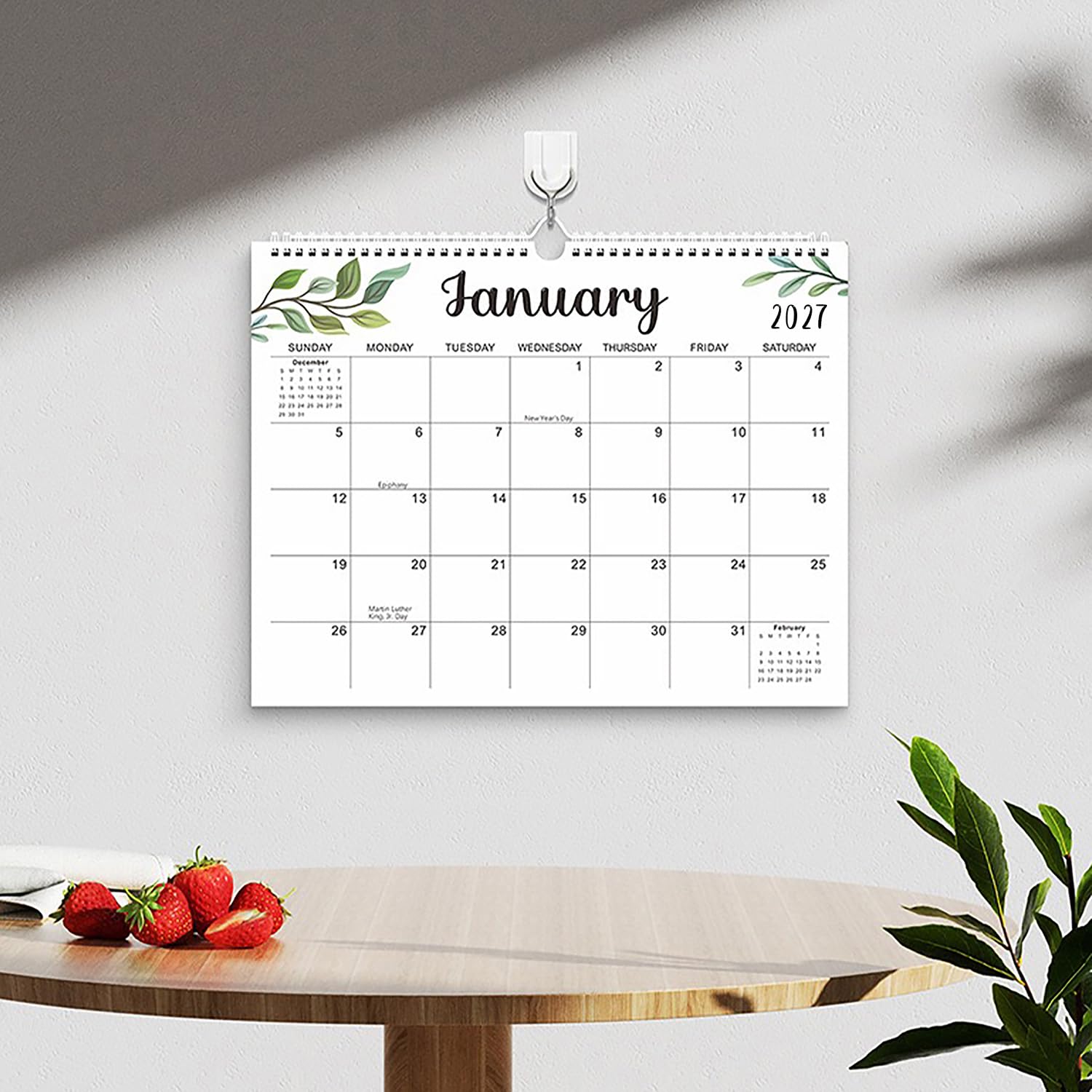 Wall Calendar 2026-2027, 15X12 inch Large Calendar Family Personl Organizer, 21 Months Runs from April 2026 through December 2027, Perfect for Organizing for Office Home (Leaf)