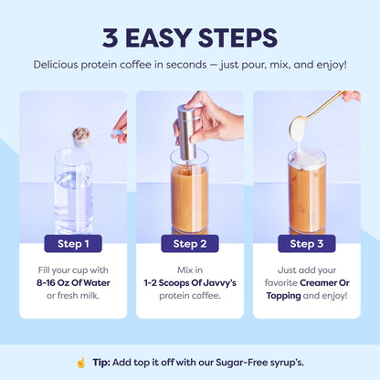 French Vanilla Protein Iced Coffee - Whey Protein & Cold Brew Blend - 100% Natural, 80mg Caffeine, No Added Sugar, 20 Servings