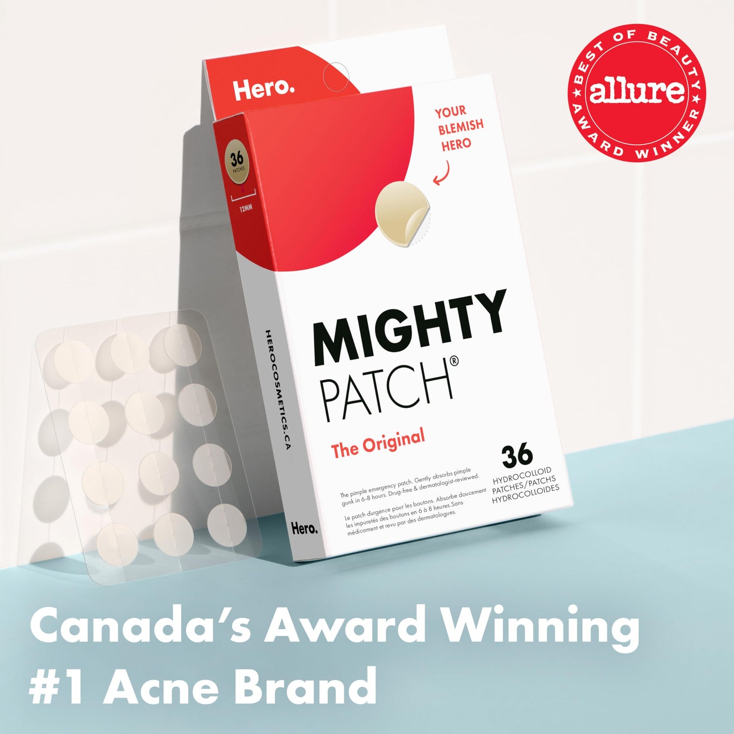 Hero Cosmetics Mighty Patch Original – Hydrocolloid Patch for Pimples, Overnight Acne Blemish & Zit Stickers for Sensitive Skin, 36 Count