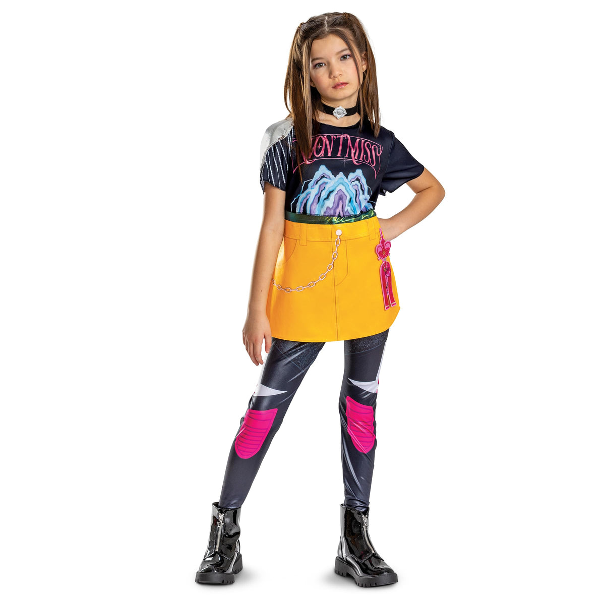 Costume de Mira pour enfants, chasseuse de démons K-Pop, ensemble officiel comprenant une combinaison, une jupe et un collier pour Halloween, taille enfant (10-12 ans)