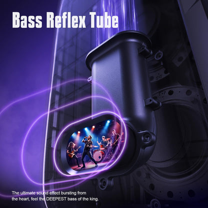 W-KING Bluetooth Speaker Loud, 180W Peak Party Portable Outdoor Haut Parleur Speaker Wireless Boom Box/4 Drivers(2 * 4.04’’ Woofer)-80W Deep Bass Tube, Huge 115dB Sound, Lights/IPX5/EQ/24H/USB/TF/AUX