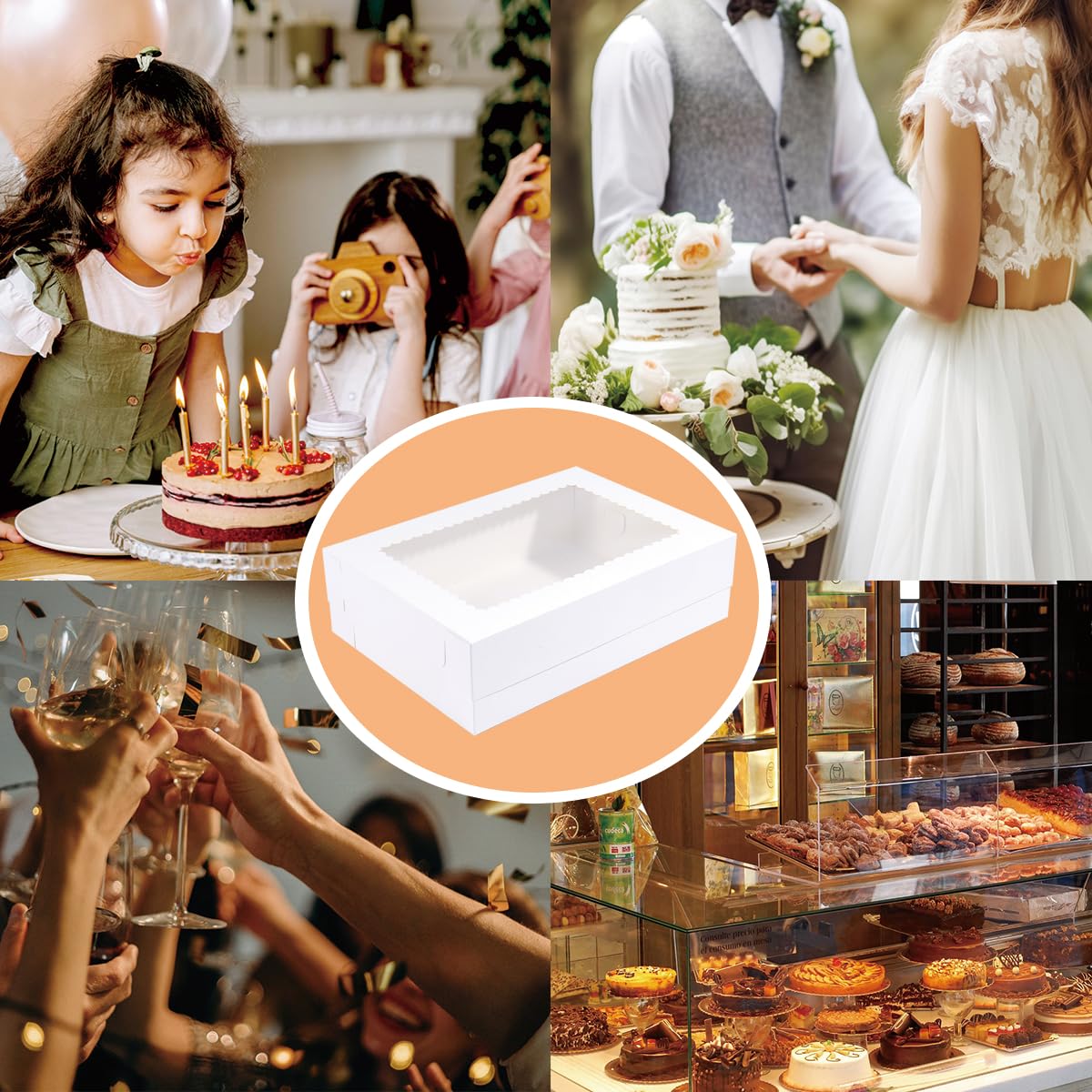 Huoshange 14x10x4 Inches 10 Pack Cake Boxes with Cake Boards 🍁 All In One Marketplace Canada