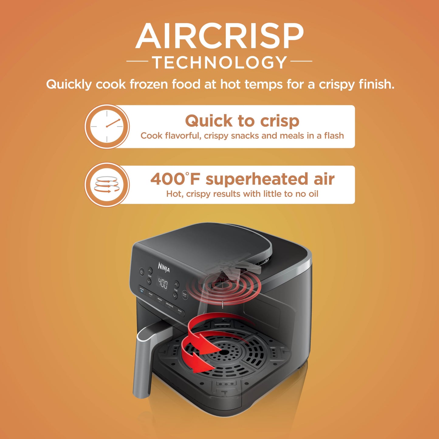 Ninja Air Fryer Pro 5-in-1, 5 QT Capacity, Air Fry, Bake, Roast, Reheat, and Dehydrate, Air Crisp Technology, Nonstick Basket & Crisper Plate, Grey, AF142C - Available at All In One Marketplace Canada