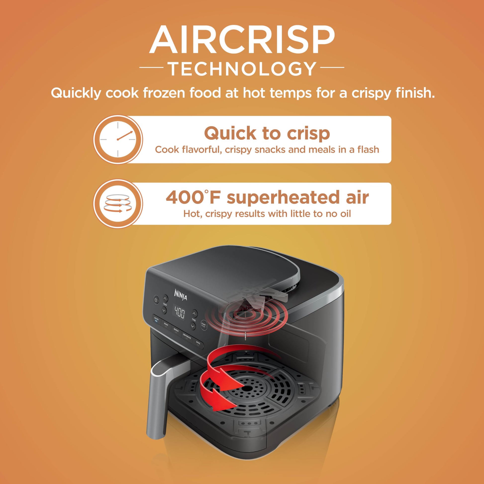 Ninja Air Fryer Pro 5-in-1, 5 QT Capacity, Air Fry, Bake, Roast, Reheat, and Dehydrate, Air Crisp Technology, Nonstick Basket & Crisper Plate, Grey, AF142C - Available at All In One Marketplace Canada
