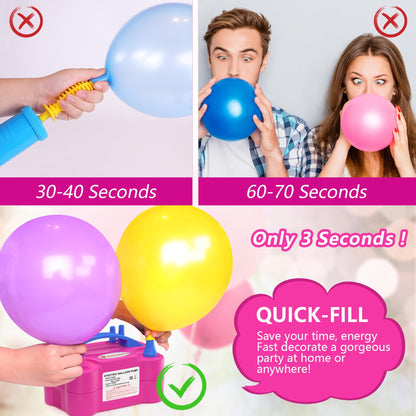 IDAODAN Electric Balloon Pump, Portable Electric Balloon Blower Machine Inflator Air Pump Dual Nozzle110V 600W for Party Decorations