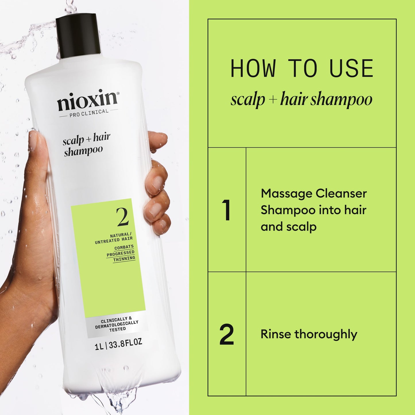 Nioxin Scalp + Hair Thickening System 2 Shampoo, For Natural Hair with Progressed Thinning, 33.8 fl oz (Packaging May Vary) - Available at All In One Marketplace Canada
