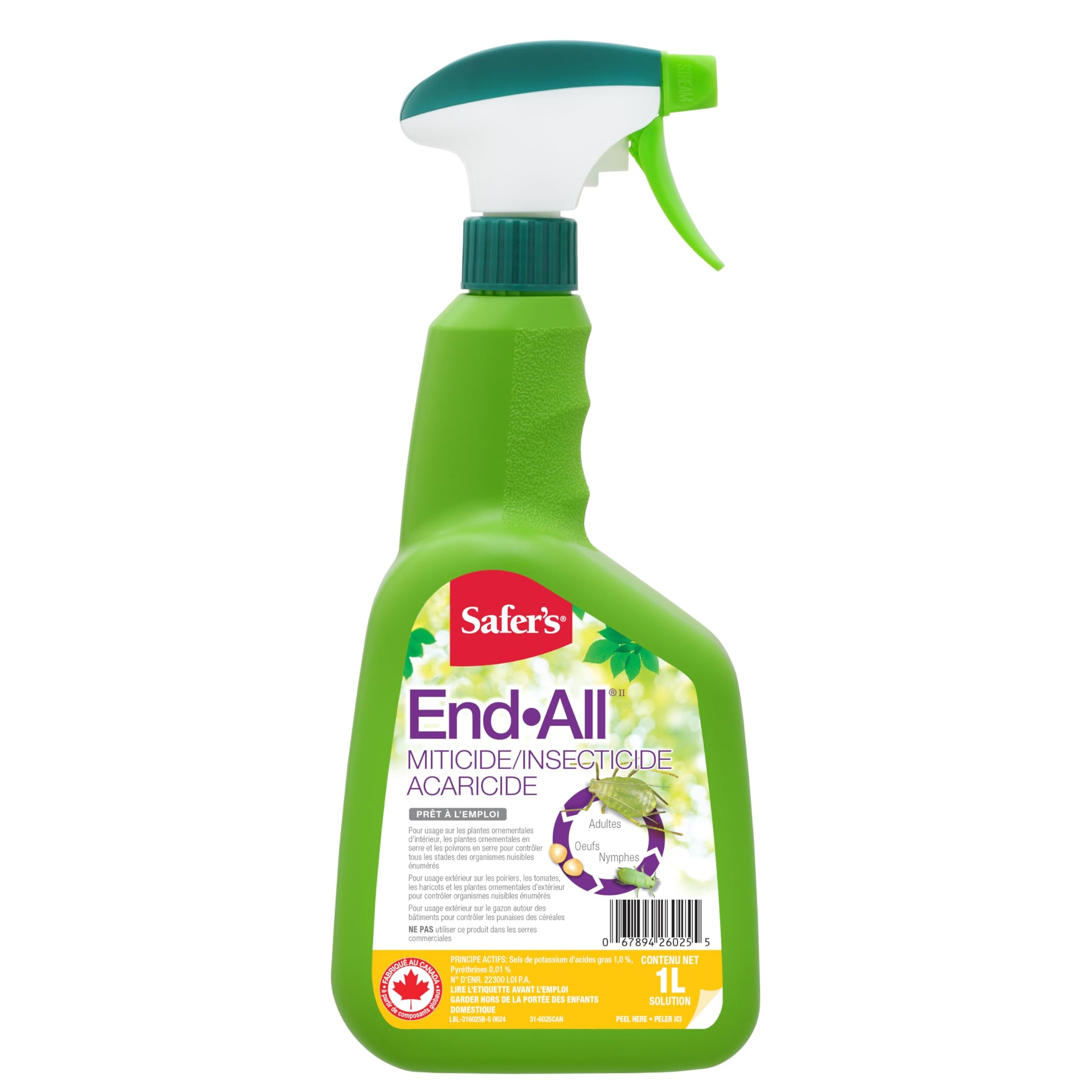 Safer's 31-6025CAN End-All Miticide/Insecticide/Aracicide 1L Ready-to-Use Spray