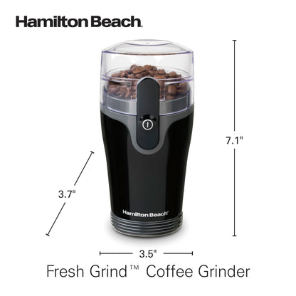Hamilton Beach Fresh Grind Electric Coffee Grinder for Beans, Spices and More, Stainless Steel Blades, Easy Clean Removable Chamber, Makes up to 12 Cups, Black