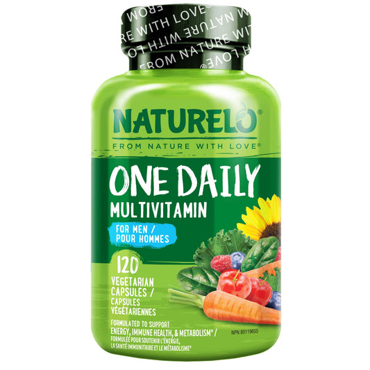 NATURELO Mens Multivitamins - One Daily Multivitamin for Men with Vitamins, Minerals & Organic Whole Foods, Boost Energy & Health, Non-GMO, 120 Vegetarian Capsules - Available at All In One Marketplace Canada