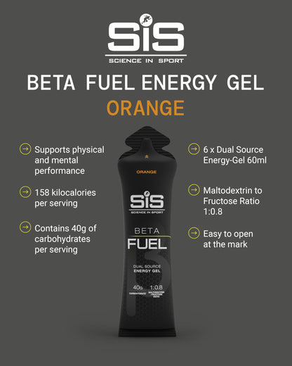 Science in Sport Beta Fuel Gel | Easily Digestible & Quick Carbohydrates, Dual Source Energy Gel | 40g Carbs for Energy | Vegan, Gluten Free, Dairy Free, Nut Free | 60 mL (Orange) 🍁 All In One Marketplace Canada