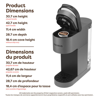 Keurig K-Mini Go Single Serve K-Cup Pod Coffee Maker, 1.24 L removable reservoir, Gray - Available at All In One Marketplace Canada