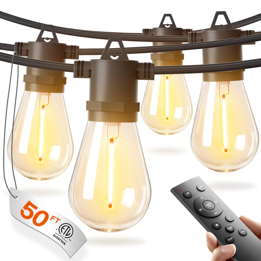 addlon 50FT LED Outdoor String Lights Waterproof Patio Lights with 16+1 Edison Shatterproof Bulbs, Commercial Grade Weatherproof Strand, ETL Listed Decorative for Garden or Patio