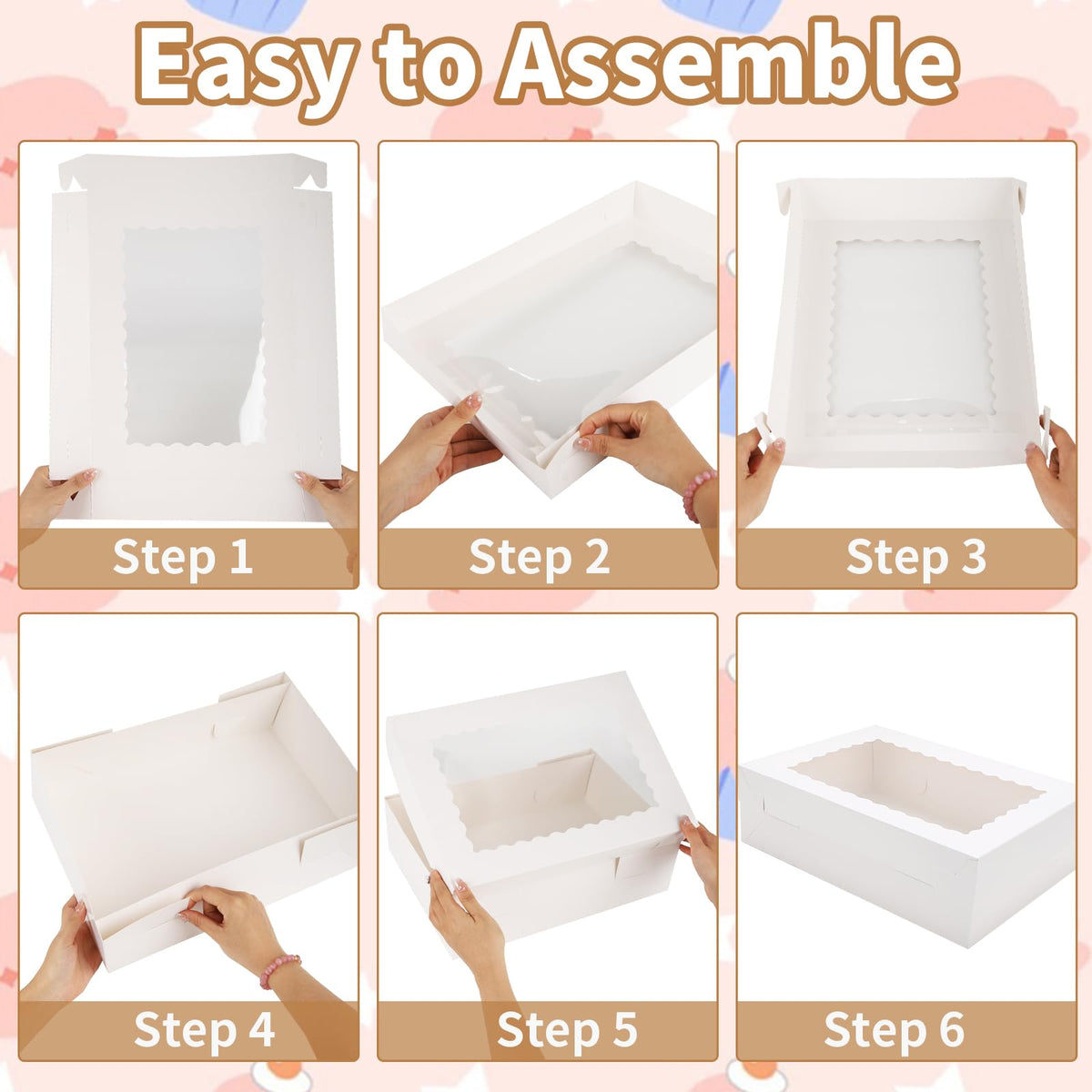 Anscher 12 Sets 14x10x4 Inch White Bakery Boxes with Window, Large Half Sheet Cake Boxes Cookie Boxes Treat Boxes for Pastry Baking Cake Donuts Cupcake Pie Packaging 🍁 All In One Marketplace Canada