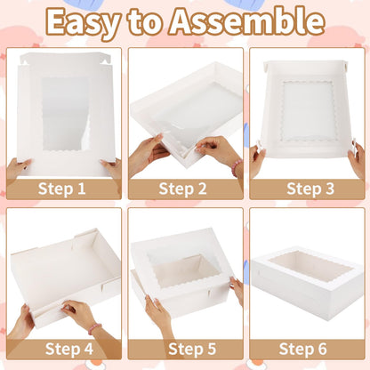 Anscher 12 Sets 14x10x4 Inch White Bakery Boxes with Window, Large Half Sheet Cake Boxes Cookie Boxes Treat Boxes for Pastry Baking Cake Donuts Cupcake Pie Packaging 🍁 All In One Marketplace Canada