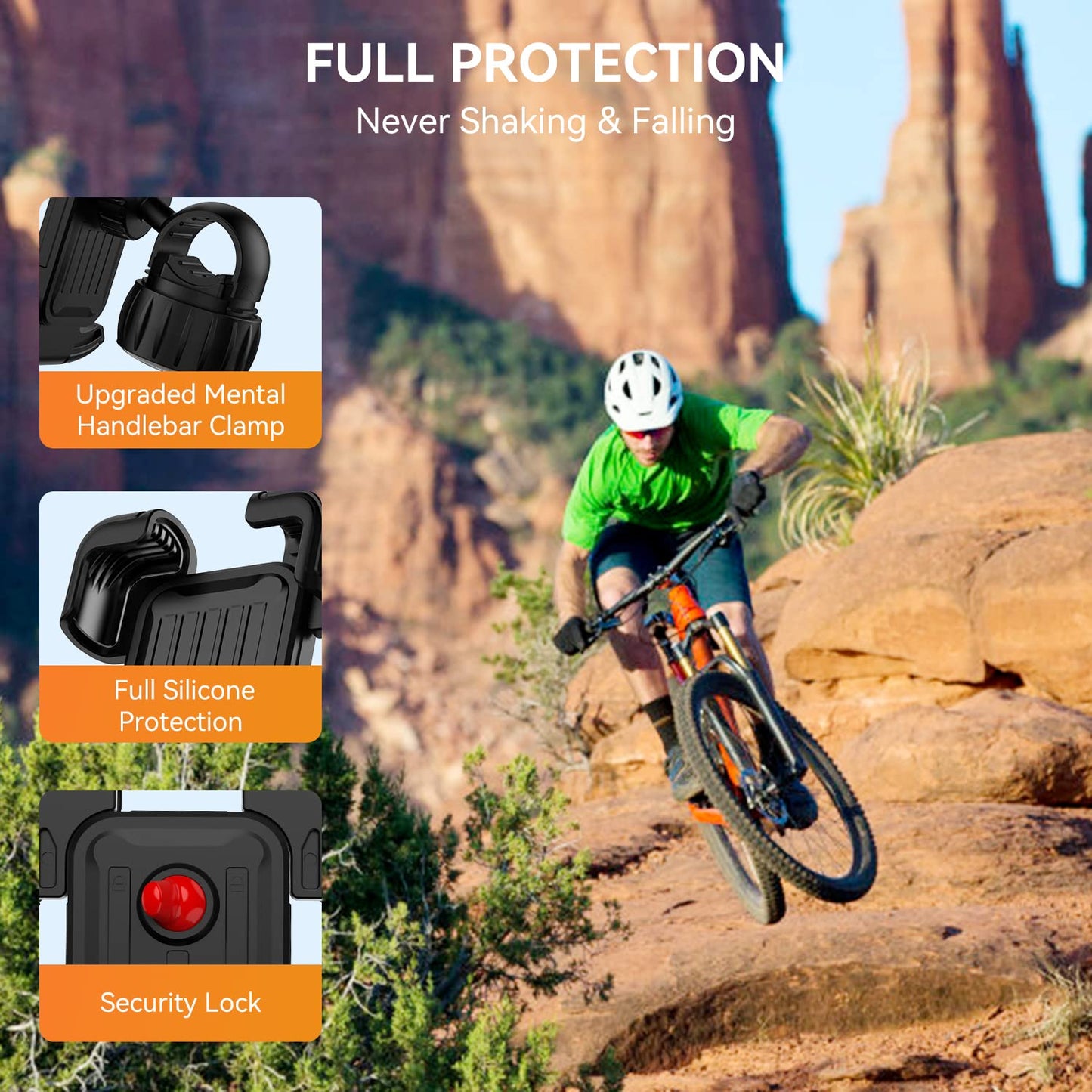 Motorcycle/Bicycle Phone Mount for 4.7-6.8" Phones (Orange)
