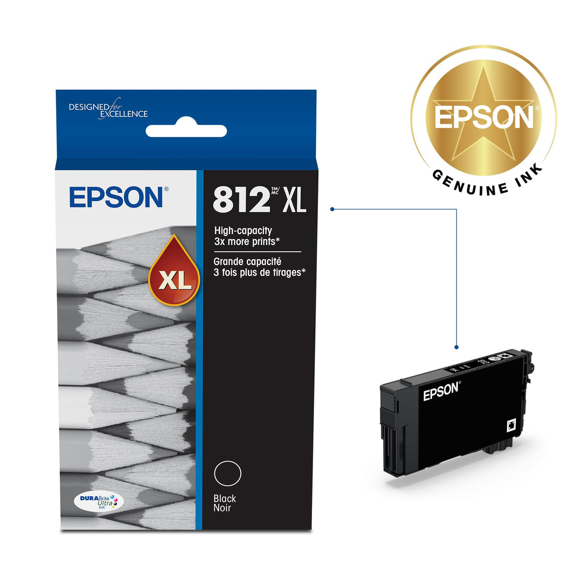 Epson 812XL Genuine High Capacity Black Ink Cartridge T812XL120