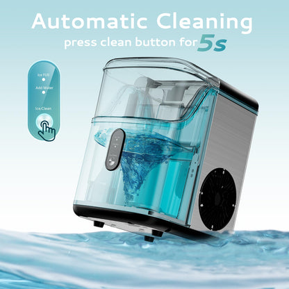 EUHOMY Nugget Ice Makers Countertop, Pebble Ice Maker Machine with 35lbs/24H Soft Ice, Self-Cleaning Sonic Ice Maker with Ice Scoop&Basket for Home/Kitchen/Office(Stainless Steels)