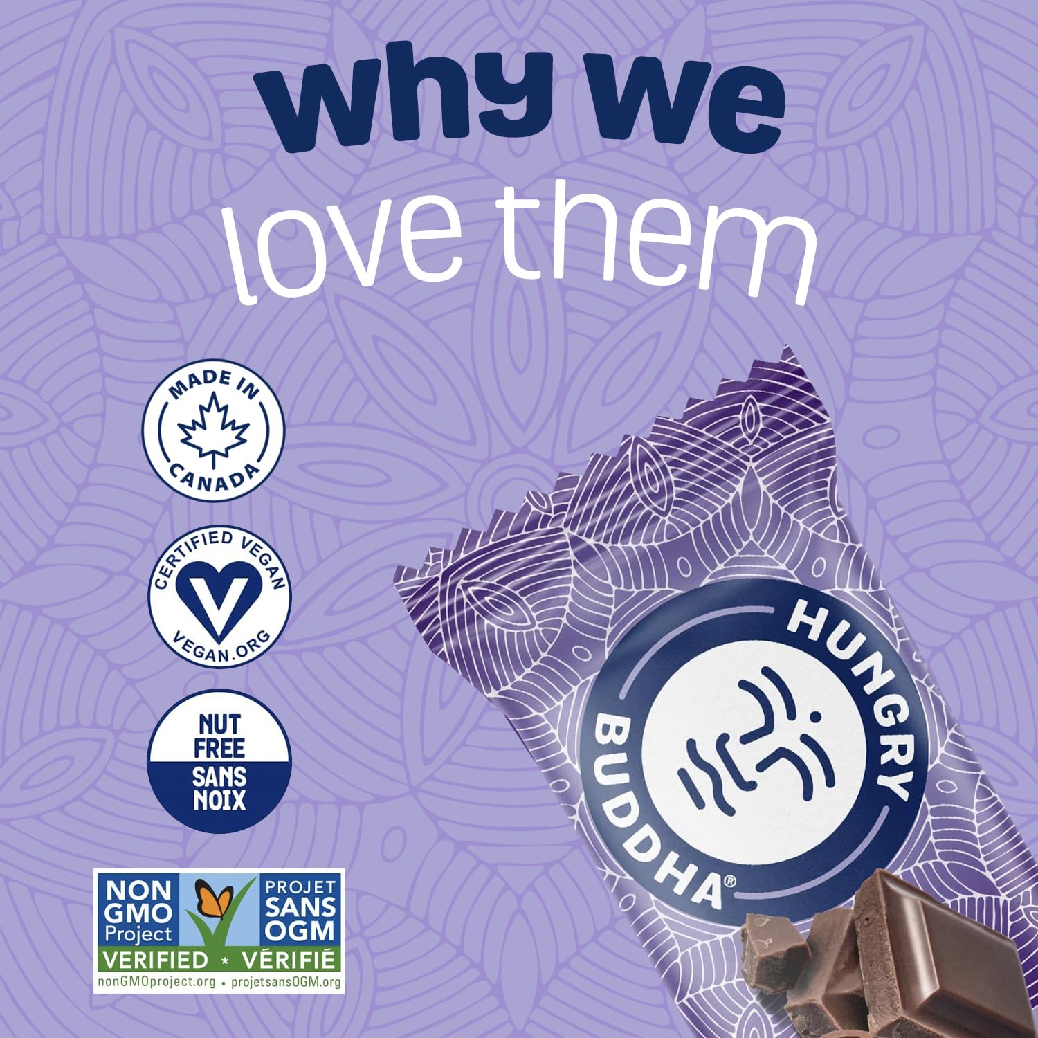 Hungry Buddha Plant-Based Protein Bars - Triple Chocolate, Low Sugar, High Protein (Pack of 12)