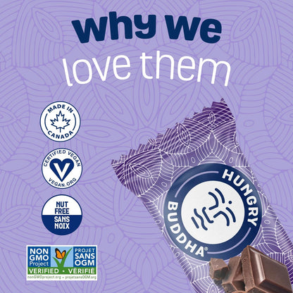 Hungry Buddha Plant-Based Protein Bars - Triple Chocolate, Low Sugar, High Protein (Pack of 12)