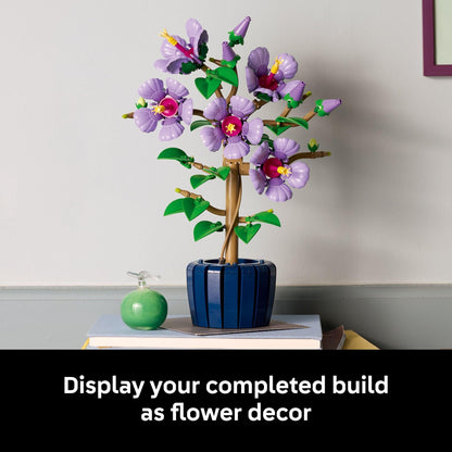 LEGO Botanicals Hibiscus Flower Building Set - Artificial Plant & Flower Building Blocks for Women & Men, Ages 18+ - Home, Office Decor Gift Idea - 10372 LEGO