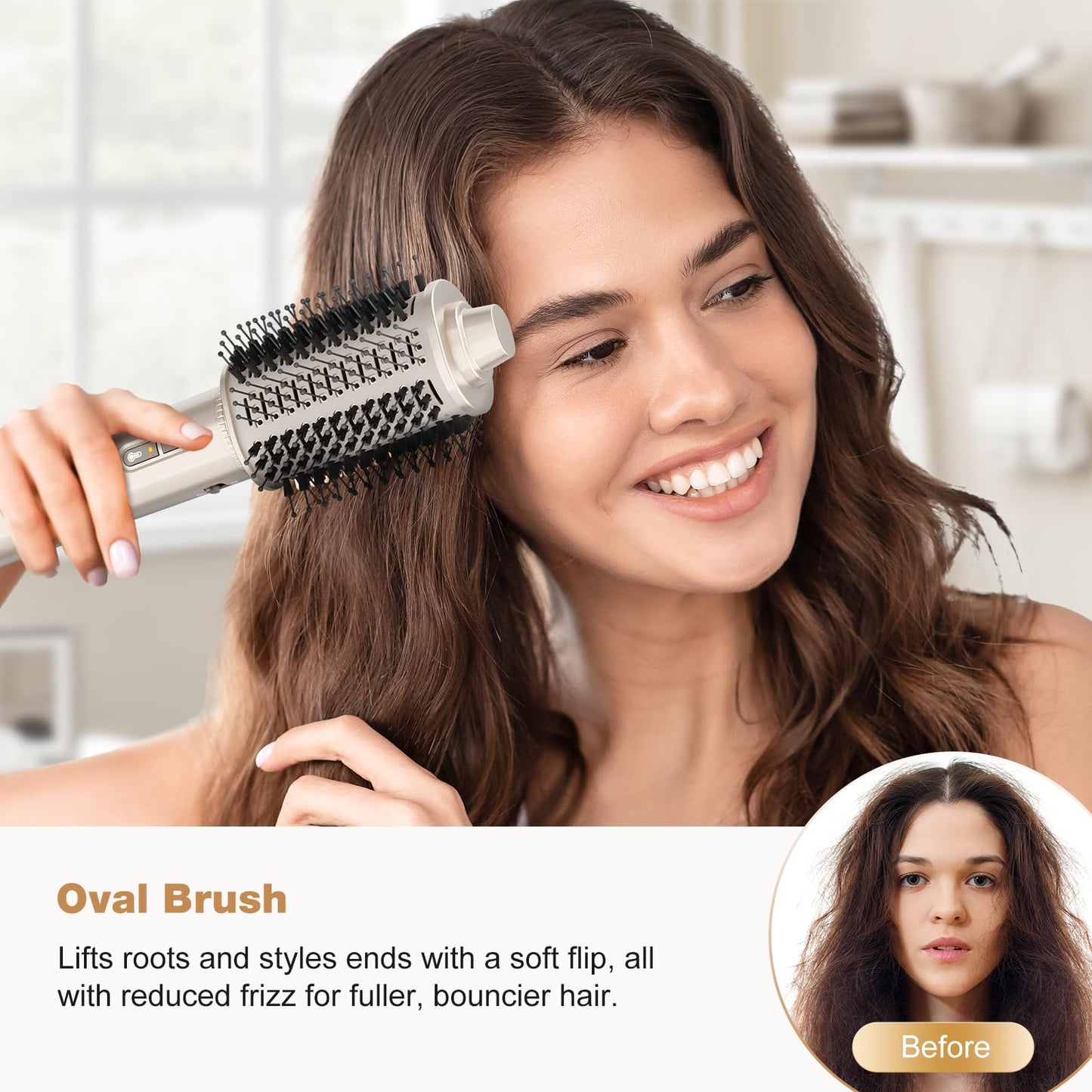 7MAGIC 7 in 1 Hair Styler & Hair Dryer Brush,110,000 RPM High-Speed Negative Ionic Hot Air Styler, 1400W Powerful Blow Dryer Brush & Multi-Style for Straight,Wavy, Curly, and Coily Hair,Champagne Gold - Available at All In One Marketplace Canada