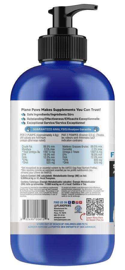 Omega 3 Fish Oil for Dogs – Liquid Fish Oil Supplement – Supports Skin & Coat, Joint Function & Overall Wellness – Easy to Serve – for All Breeds & Ages