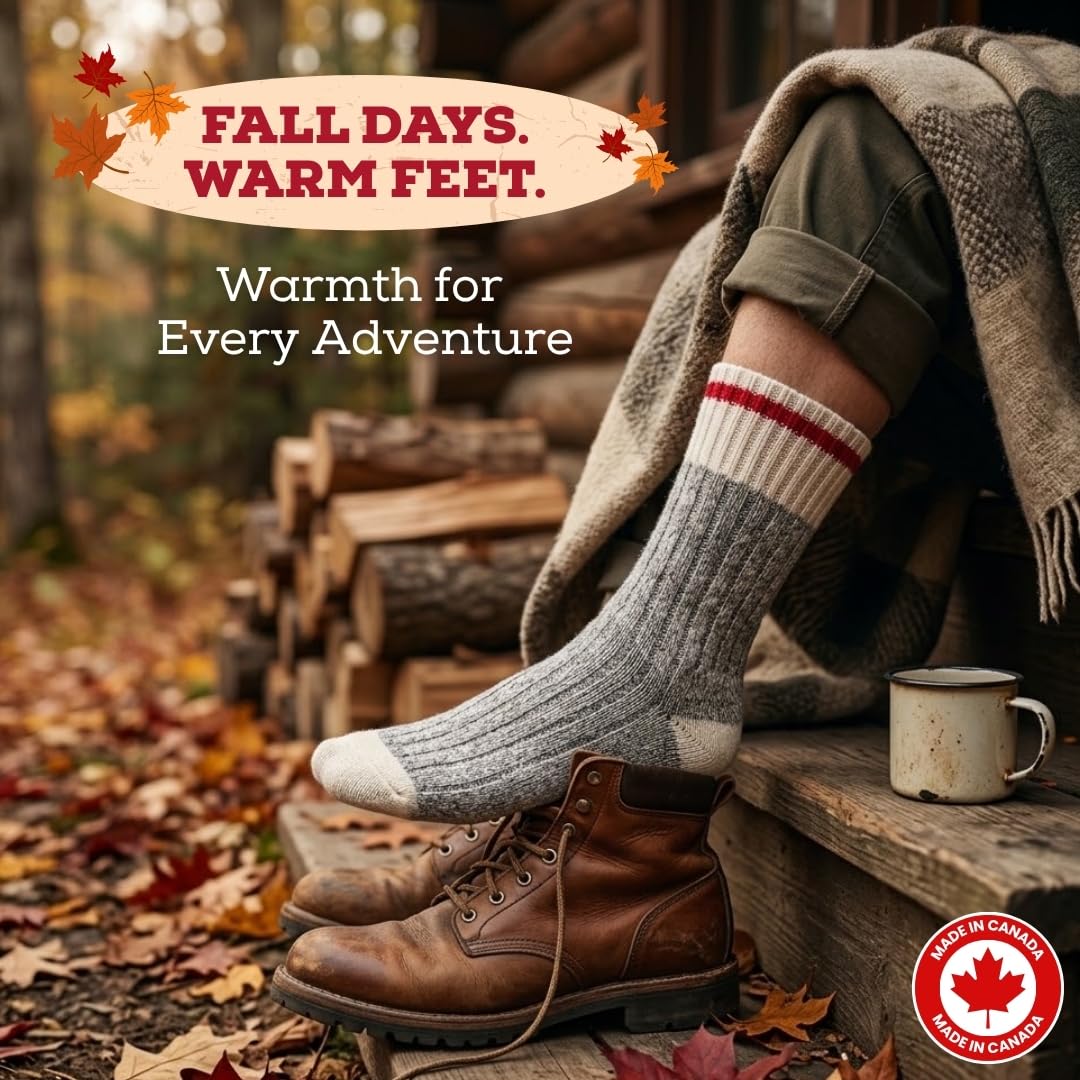 DURAY | Wool Socks for Men and Women | Warm Thermal Winter Socks | Heavy Duty Work Socks for Cold Weather | Durable Wool Blend Outdoor Socks | 3-Pack (Red, Size X-Large) 🍁 All In One Marketplace Canada