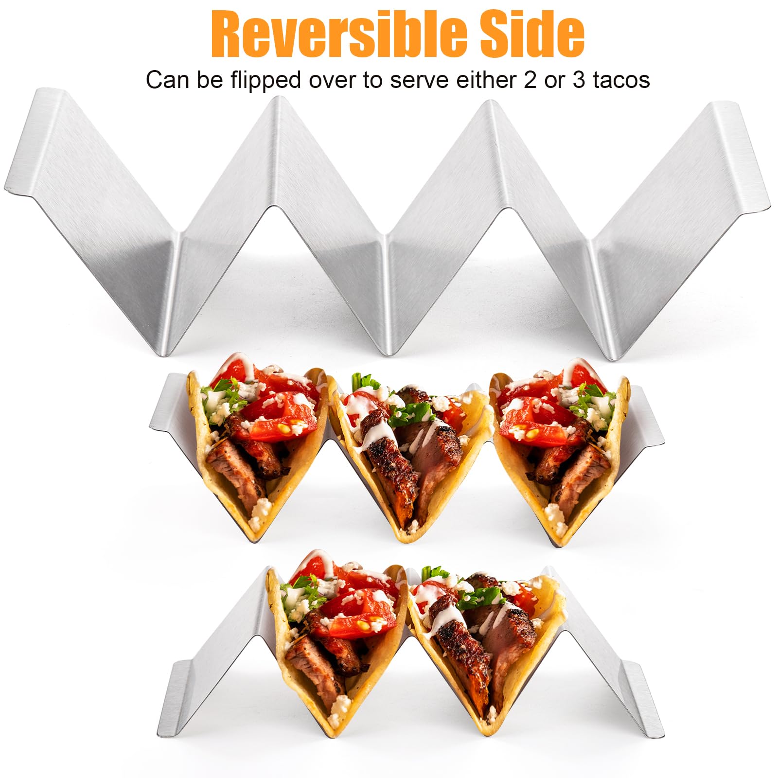 Bekith Stainless Steel Taco Holder Stand 6 Pack, Taco Holder Stand Tray with Handles, Up to 3 Tacos Each Keeping Shells Upright, Stylish Taco Shell Holders, Oven, Grill and Dishwasher Safe - Available at All In One Marketplace Canada