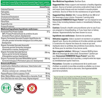 Progressive Harmonized Fermented Vegan Protein Powder Unflavoured – 23g Plant-Based Protein, 680g