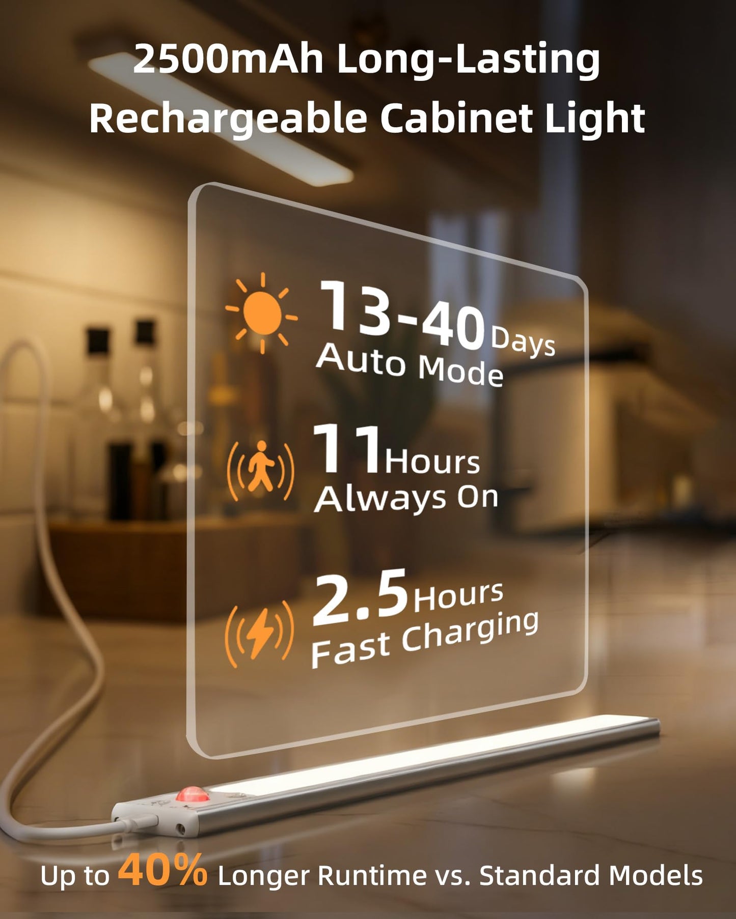 EZVALO 10inch Under Cabinet Lighting, 2500mAh Rechargeable Motion Sensor Lights Indoor with 3 Color Temps, 2 Pack Magnetic Closet Light, 80 LED Dimmable Under Counter Lights for Kitchen, Shelf, Stair - Available at All In One Marketplace Canada