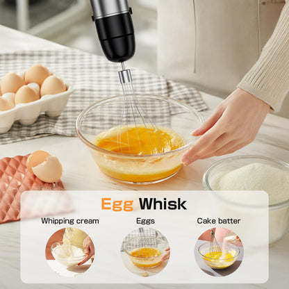 Immersion Blender Handheld 1100W - 3 in 1 Hand Blenders Set with Trigger Speed Control Stainless Steel Emulsion Stick with Whisk and Milk Frother, Emulsifier for Kitchen for Soup, Smoothie, Puree