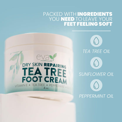 Eva Naturals Tea Tree Foot Cream with Aloe, Sunflower & Peppermint, 120 ml 🍁 All In One Marketplace Canada