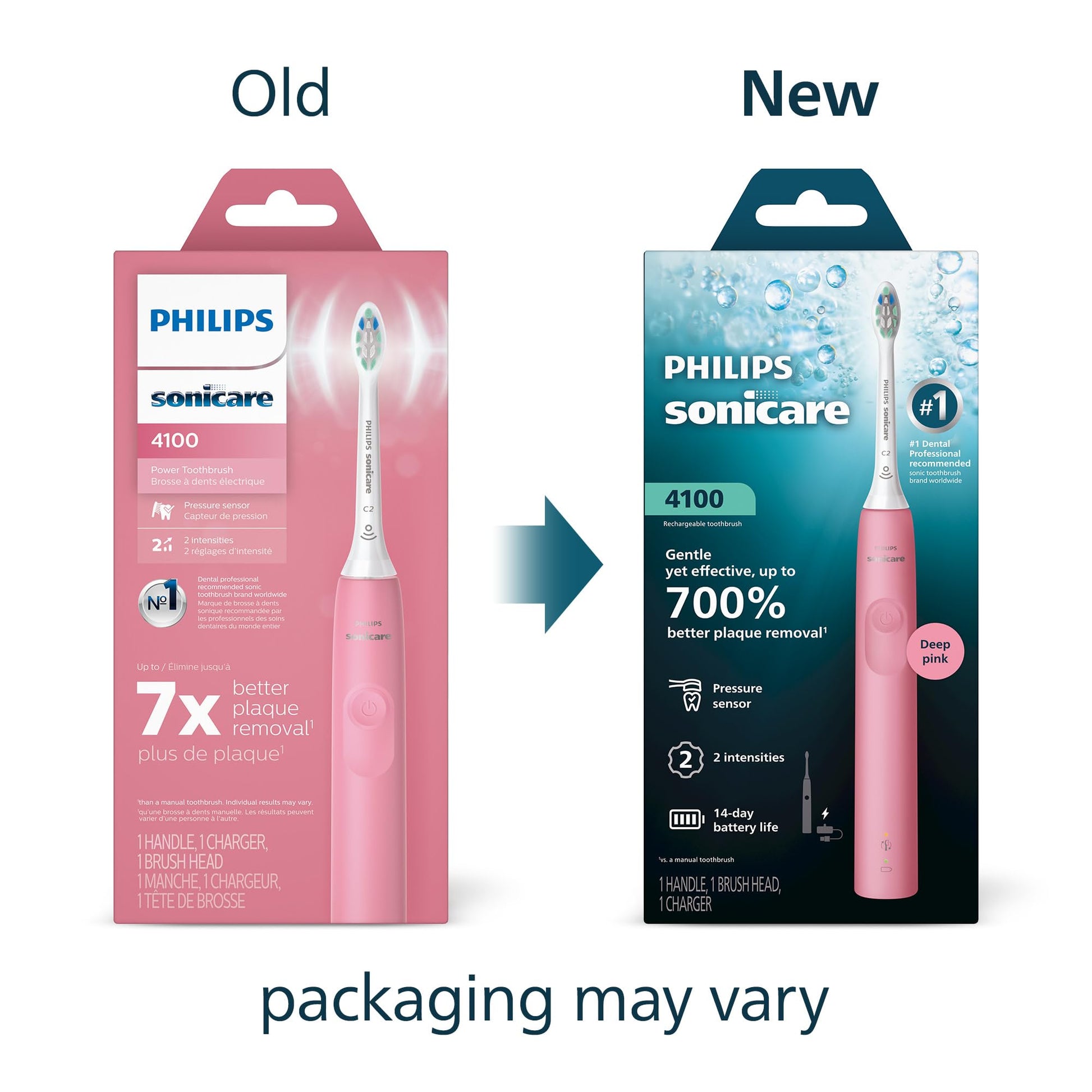 Philips Sonicare 4100 Power Toothbrush, Rechargeable Electric Toothbrush with Pressure Sensor, Deep Pink HX3681/26