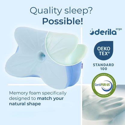 Derila Ergo Pillow Memory Foam Butterfly Neck Pillow, Side, Stomach Sleeper Pillows, oreiller Mousse memoire, Fete Des Meres Cadeaux Happy Mothers Day 21.25 x 14.17 x 4.72 inches