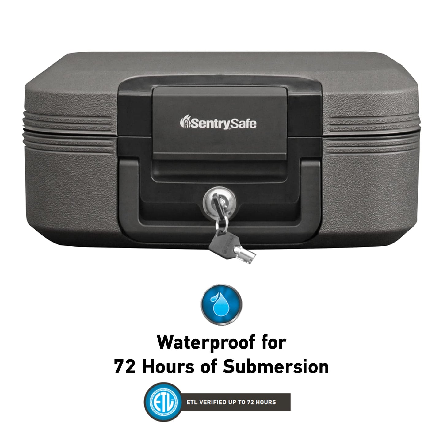 SentrySafe Fireproof and Waterproof Safe Box with Key Lock, Fire and Water Chest Safe for Home, 0.28 Cubic Feet, 6.6 x 15.4 x 14.3 Inches, CFW20201, Dark Grey SentrySafe