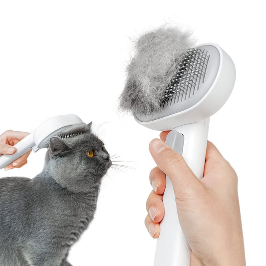 aumuca Cat Brush Dog Brush for Shedding, Cat Brushes for Long or Short Haired Cats, Dog Hair Brush Cat Grooming Brush Cat Comb Cat Deshedding Brush Easily Removes Mats, Tangles, and Loose Fur, White