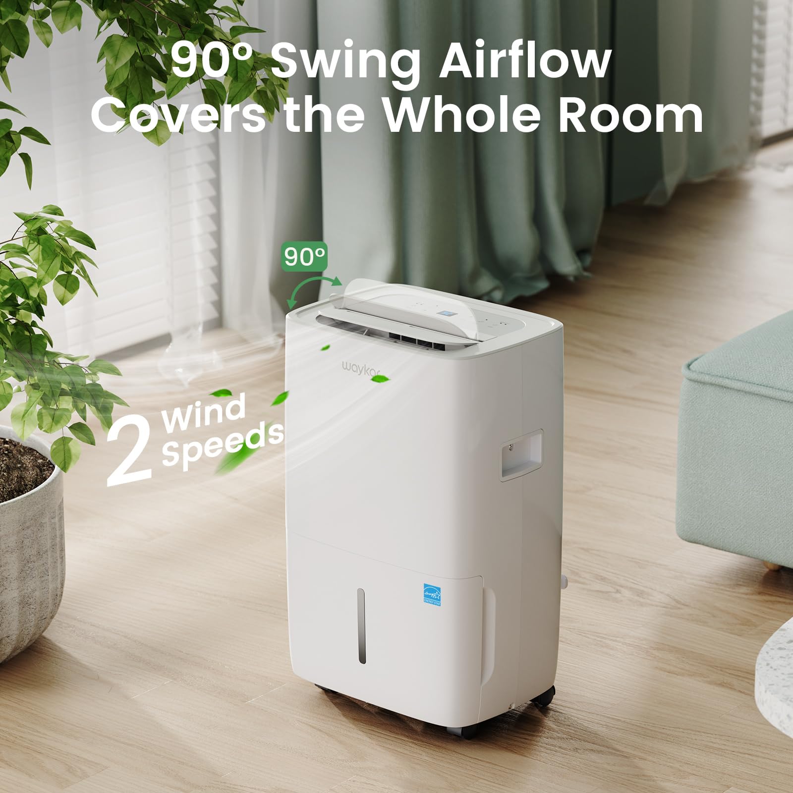 Waykar 80 Pints 2025 Energy Star Dehumidifier for Spaces up to 5,500 Sq. Ft for Basement and Home, Large Room with Drain Hose and 1.14 Gallons Water Tank - Available at All In One Marketplace Canada