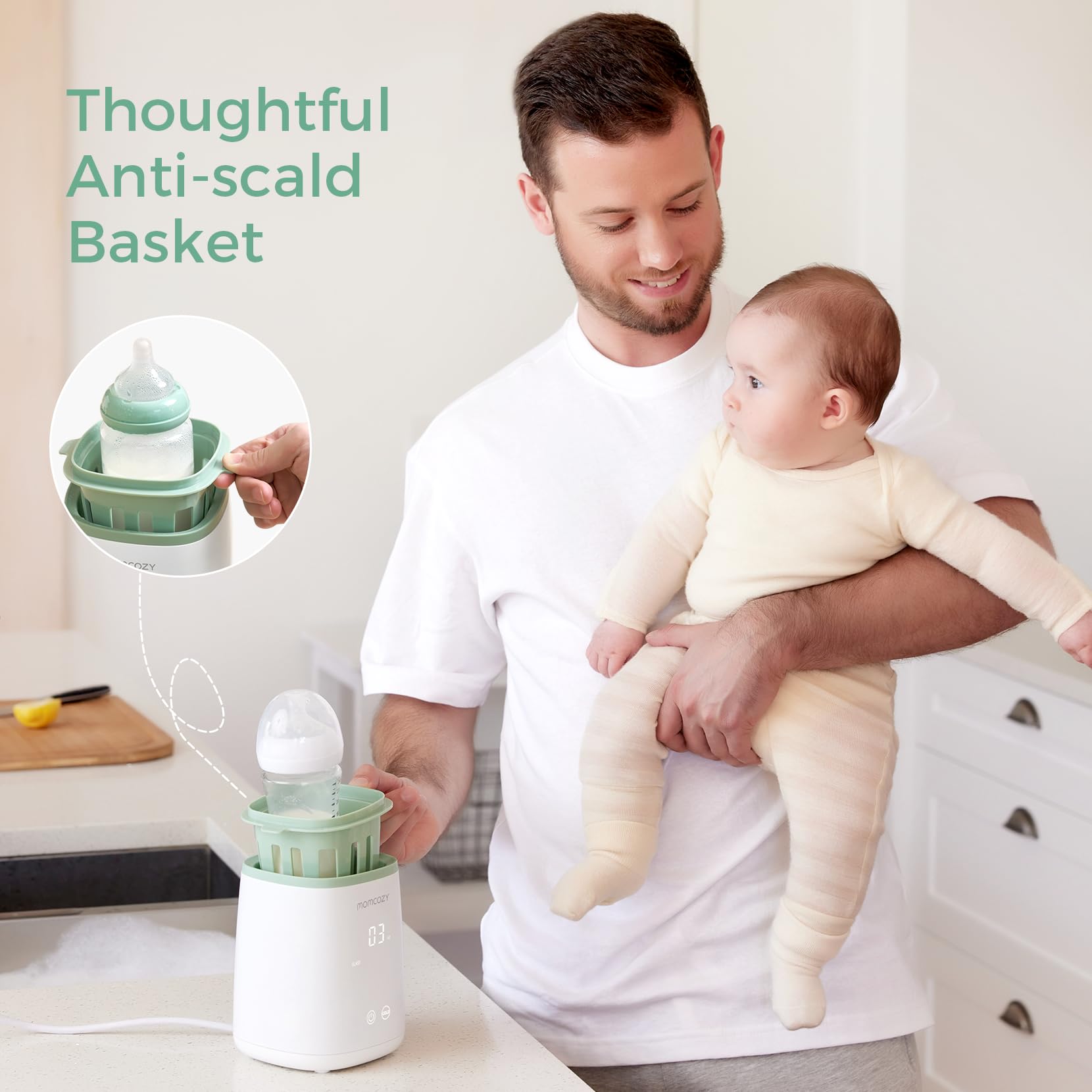 Momcozy Smart Baby Bottle Warmer & Steam Bottle Sterilizer, Fast Baby Milk Warmer with Accurate Temperature Control and Automatic Shut-Off, Multifunctional Bottle Warmers for Breastmilk or Formula