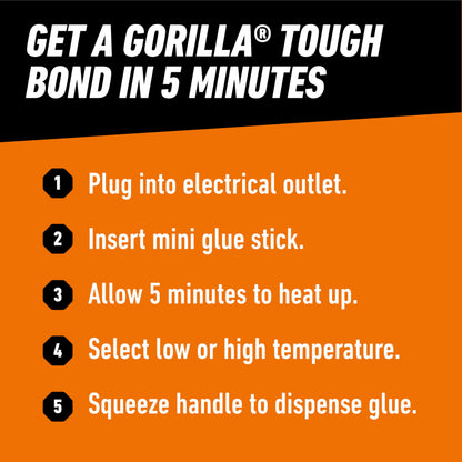 Gorilla Mini Hot Glue Gun, Dual Temp Precision Craft Glue Gun, 12W
