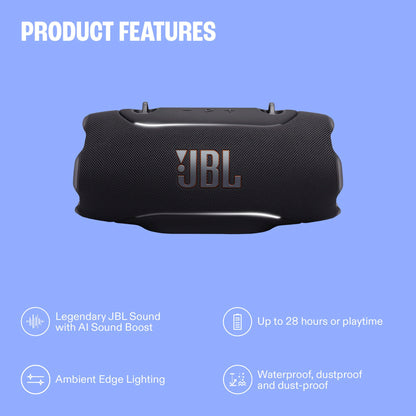 JBL Xtreme 5 - Portable Waterproof Speaker with Massive Legendary JBL Sound, Ambient Edge Lighting, and a Convenient Shoulder Strap - Blue