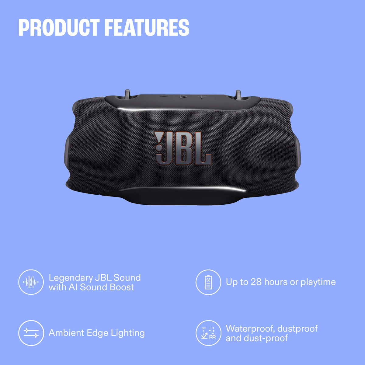 JBL Xtreme 5 - Portable Waterproof Speaker with Massive Legendary JBL Sound, Ambient Edge Lighting, and a Convenient Shoulder Strap - Squad
