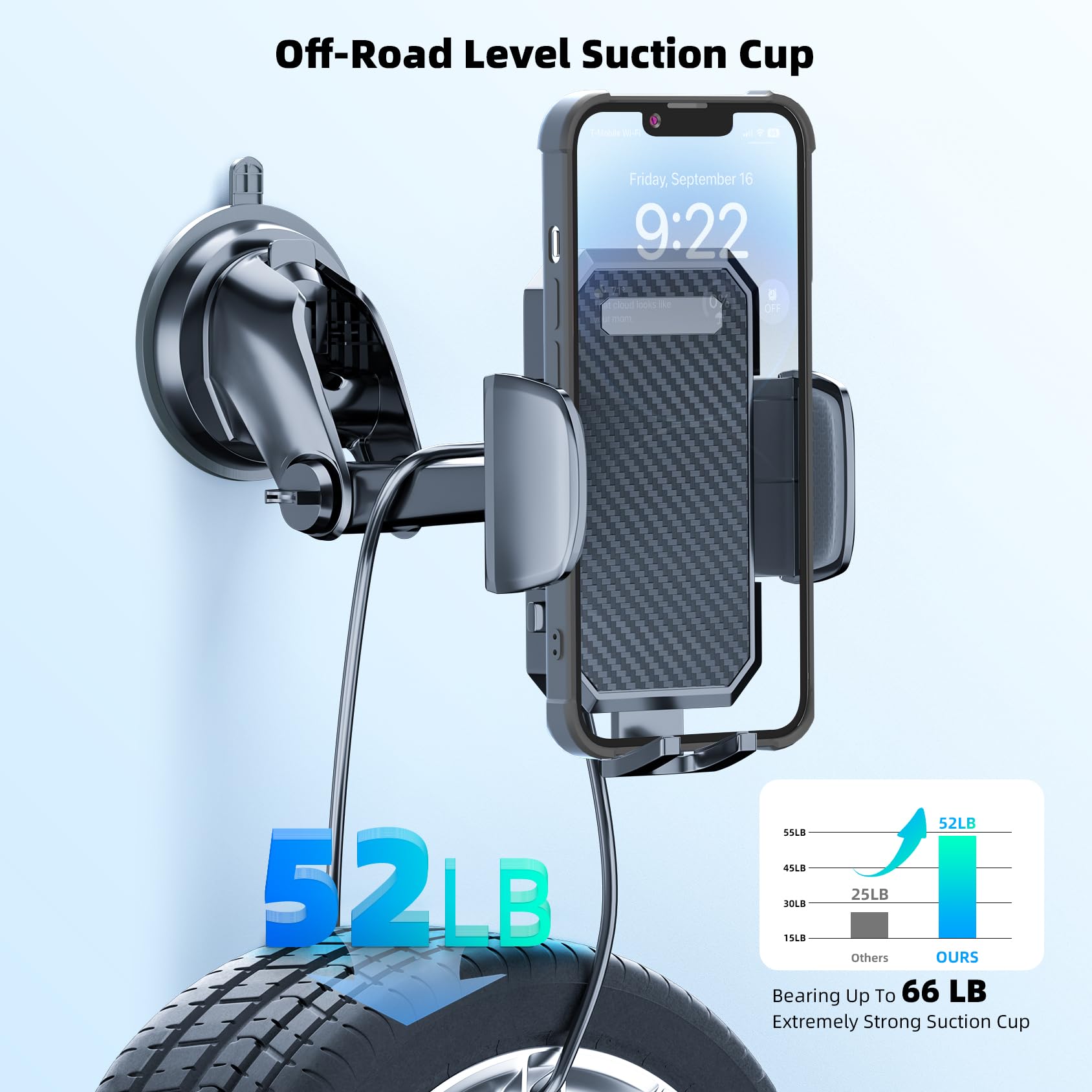 3-in-1 Car Phone Holder, [ Off-Road Level Suction Cup & Clip] Universal Cell Phone Holder Mount Dashboard Windshield Vent One-Hand Operation Holder Compatible with All Smartphones and Cars - Available at All In One Marketplace Canada