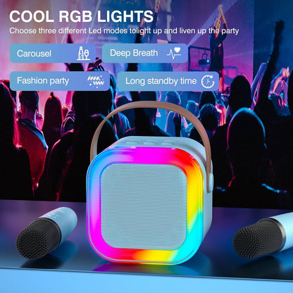 TAEMVV Mini Karaoke Machine for Kids,Portable BT Speaker with 2 Wireless Microphones and LED Light Holiday Birthday Gift Toy for Boys and Girls Teens Over 4,5,6,7,8,9,10,11,12+ Years Old(Blue) 🍁 All In One Marketplace Canada