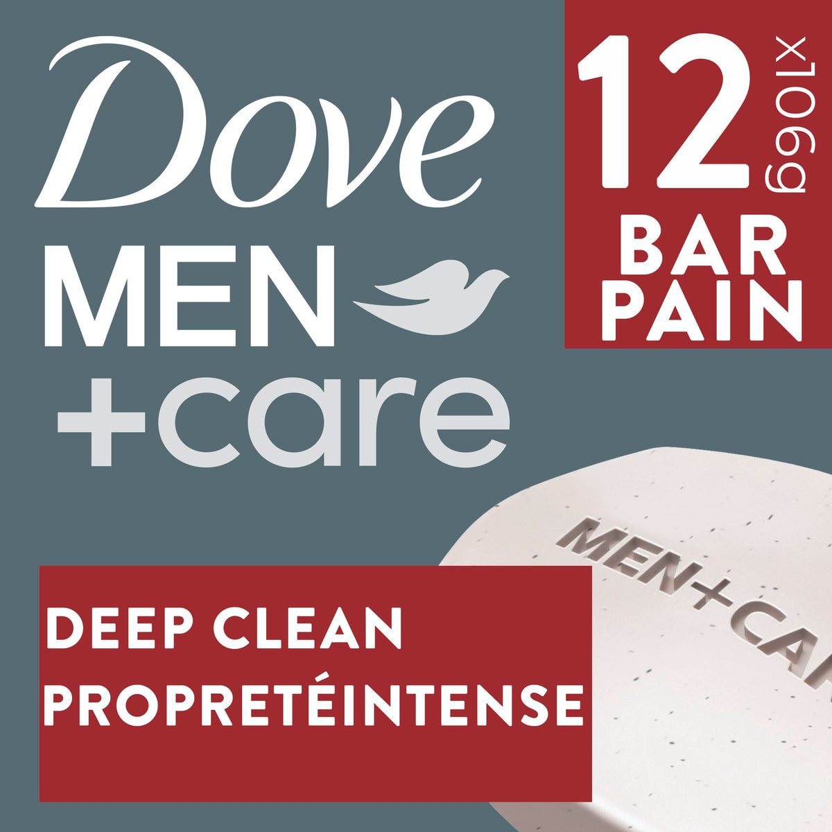 Dove Men+Care Deep Clean Hand Body Face Exfoliation Bar Soap, 106g, 12 Bars