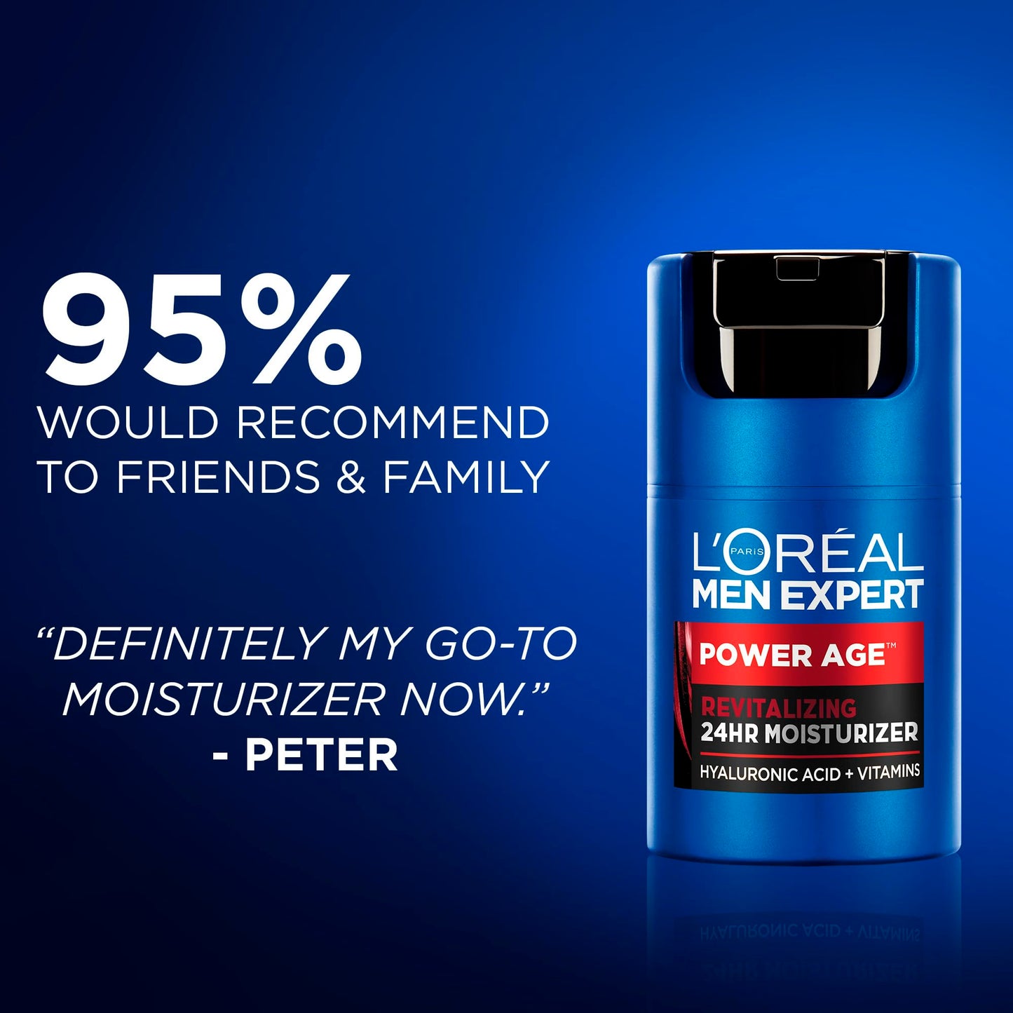 L'Oréal Paris Men Expert 24 HR Hydrating Moisturizer for Men with Hyaluronic Acid and Vitamins, Fights Signs of Aging, Power Age, Packaging May Vary, 50 mL - Available at All In One Marketplace Canada
