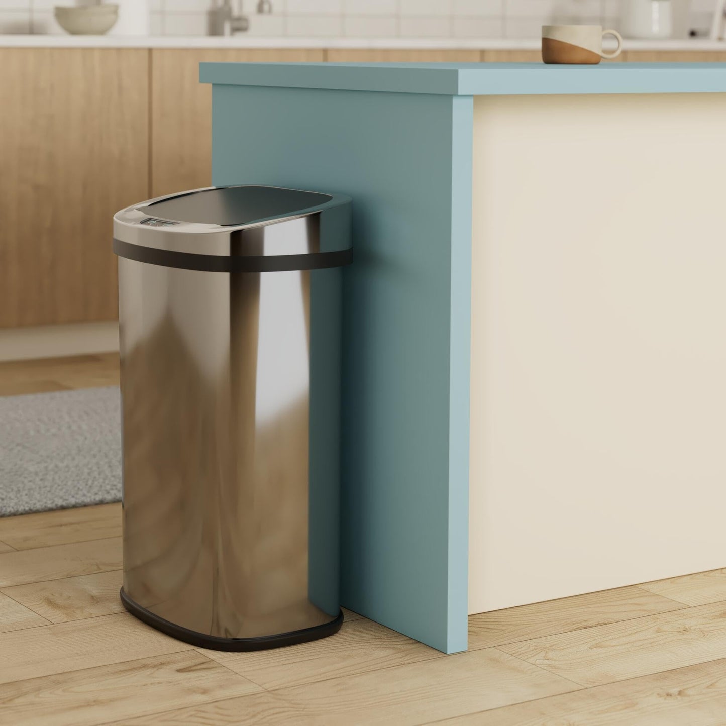 FDW Garbage Can 13 Gallon 50 Liter Kitchen Trash Can for Bathroom Bedroom Home Office Automatic Touch Free High-Capacity with Lid Brushed Stainless Steel Waste Bin - Available at All In One Marketplace Canada